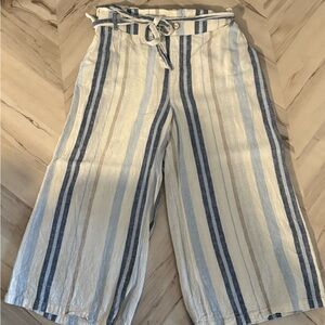Rewash Blue and White Striped Cropped Pants